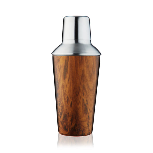 Wood Grain-Patterned Stainless Steel Cocktail Shaker - 20 oz