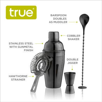 Jet™ Gunmetal Black Barware Set