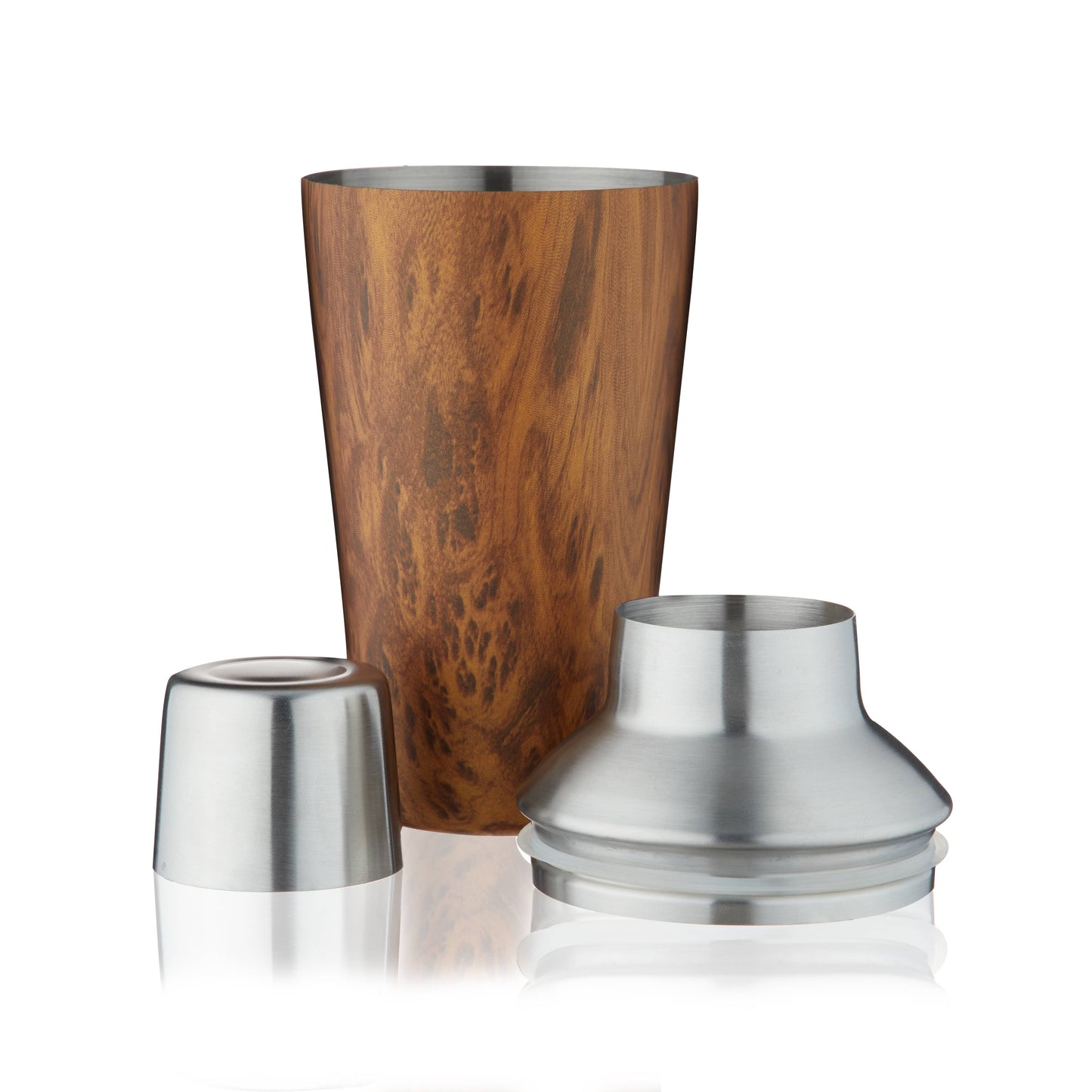Wood Grain-Patterned Stainless Steel Cocktail Shaker - 20 oz