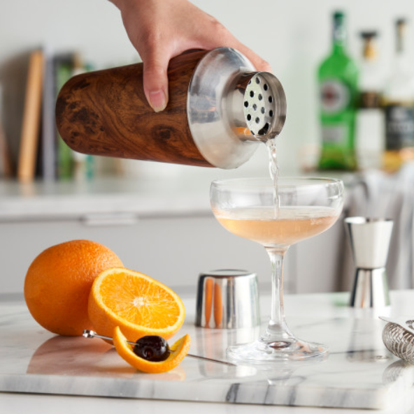 Wood Grain-Patterned Stainless Steel Cocktail Shaker - 20 oz