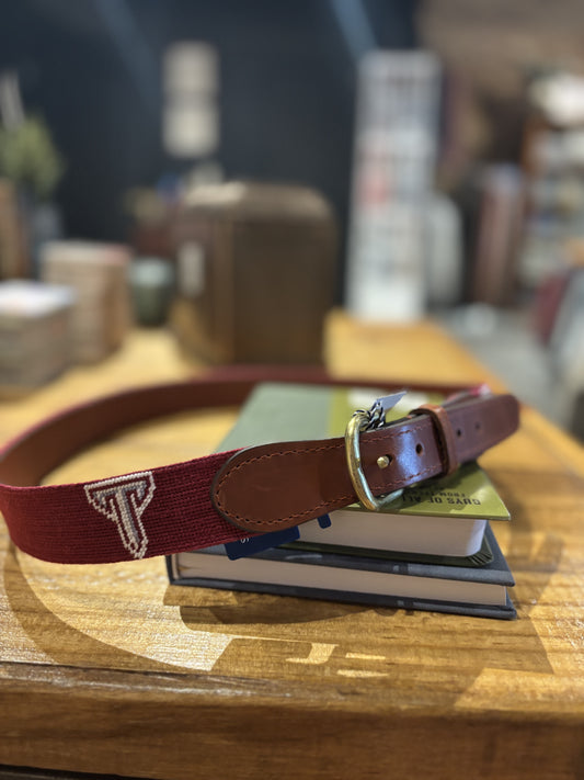 Leather Troy Needlepoint Belt
