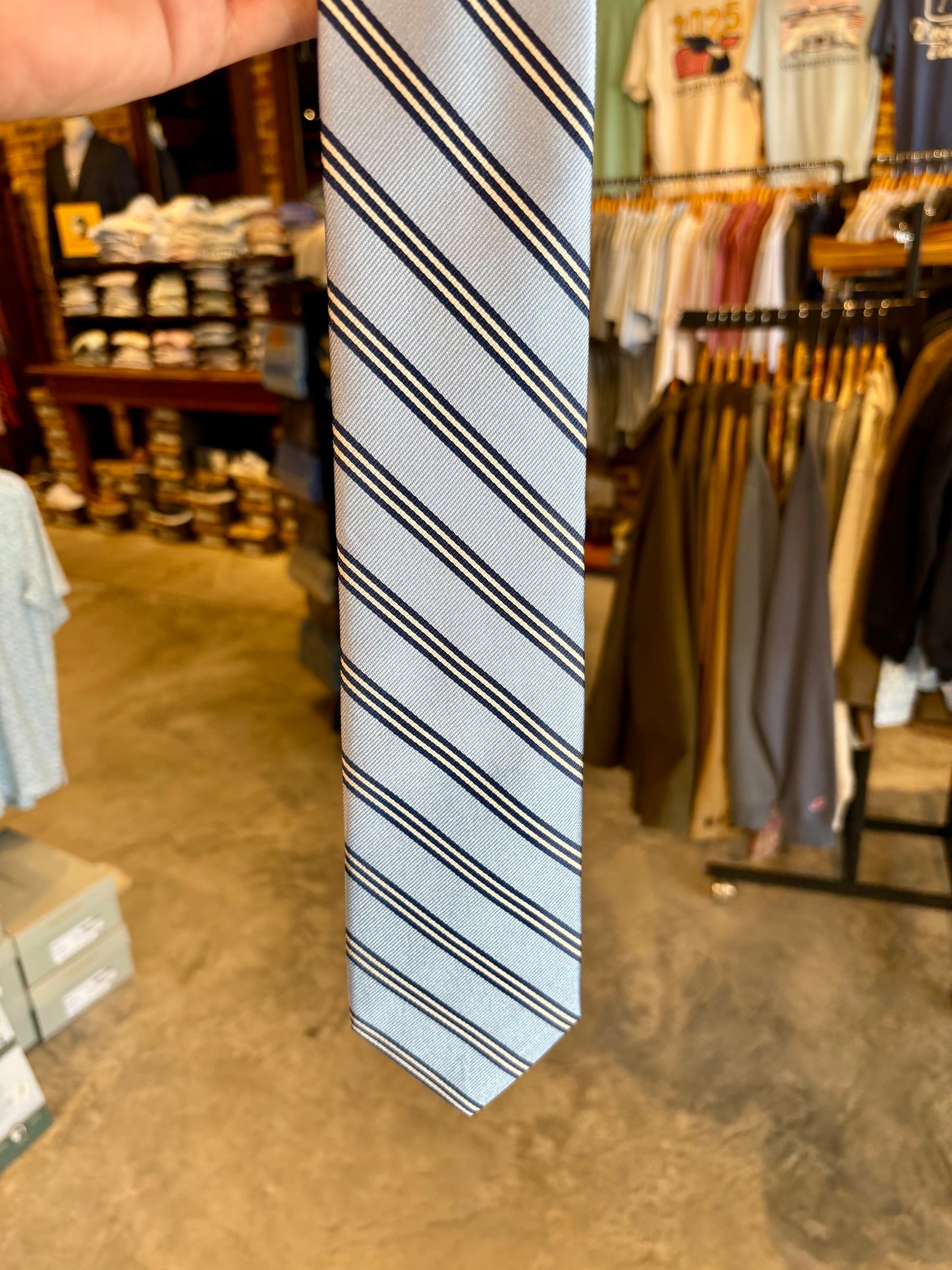 Brooks Striped Tie Carolina Blue
