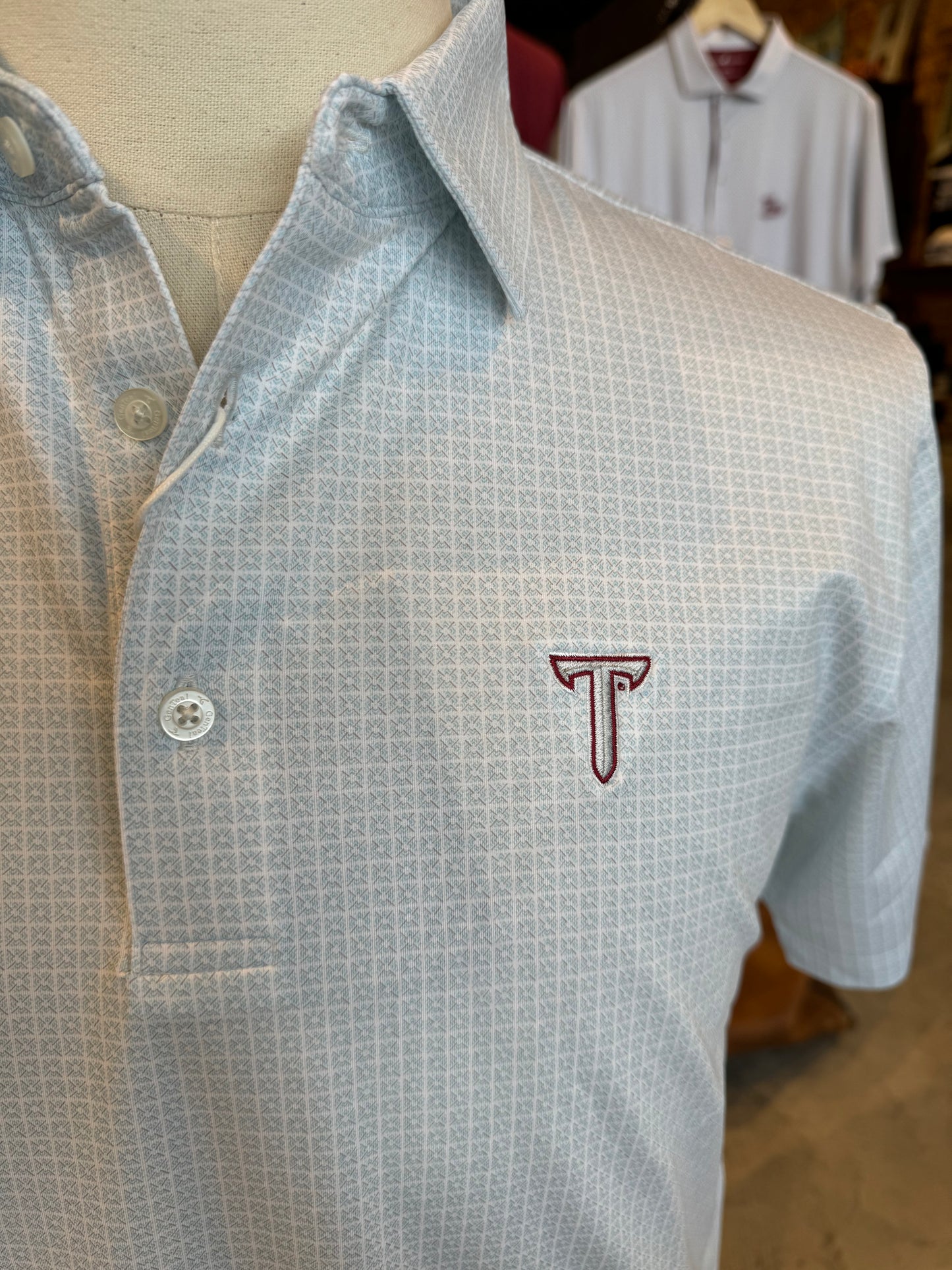 Tile Printed Performance Polo- Troy Collegiate