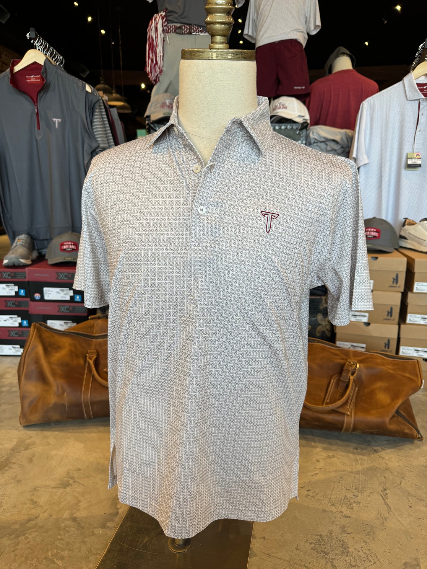 Tile Printed Performance Polo- Troy Collegiate