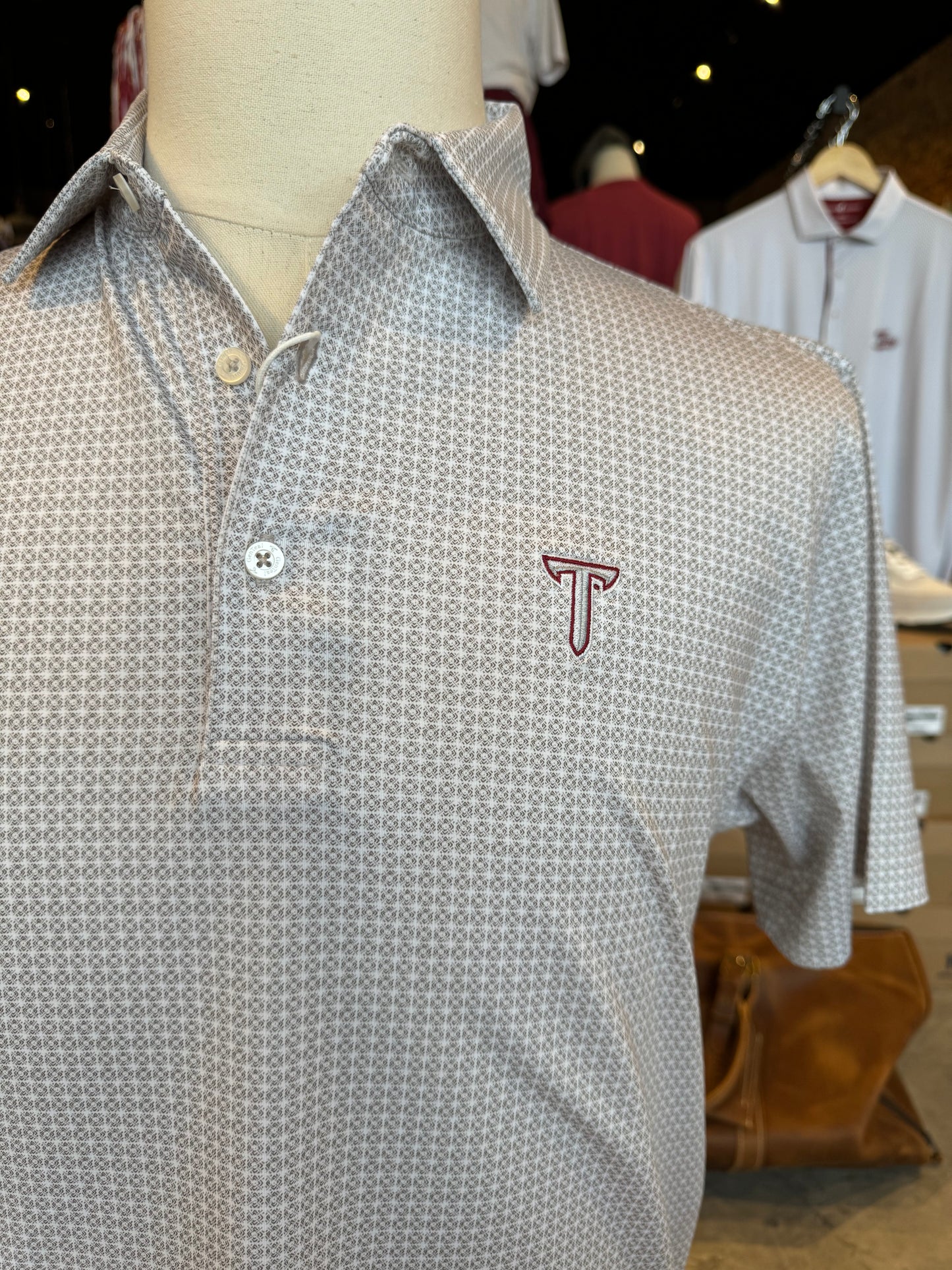 Tile Printed Performance Polo- Troy Collegiate