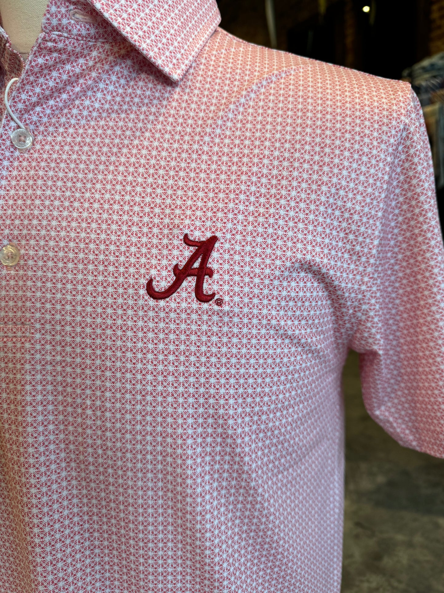 Tile Printed Performance Polo Crimson Alabama "A"