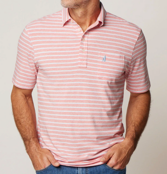 The Matthis Stripe Original Polo- Pomegranate