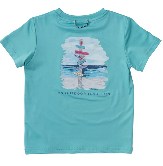 Youth Pro Performance Fishing Tee- Pool Blue