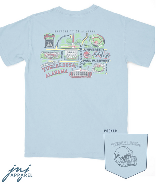Alabama T-Shirt Tuscaloosa Map