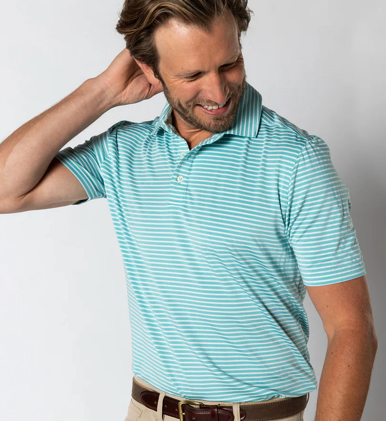SS Long Drive Performance Polo- Davis Stripe