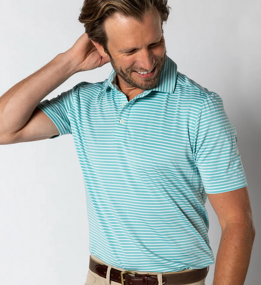 SS Long Drive Performance Polo- Davis Stripe