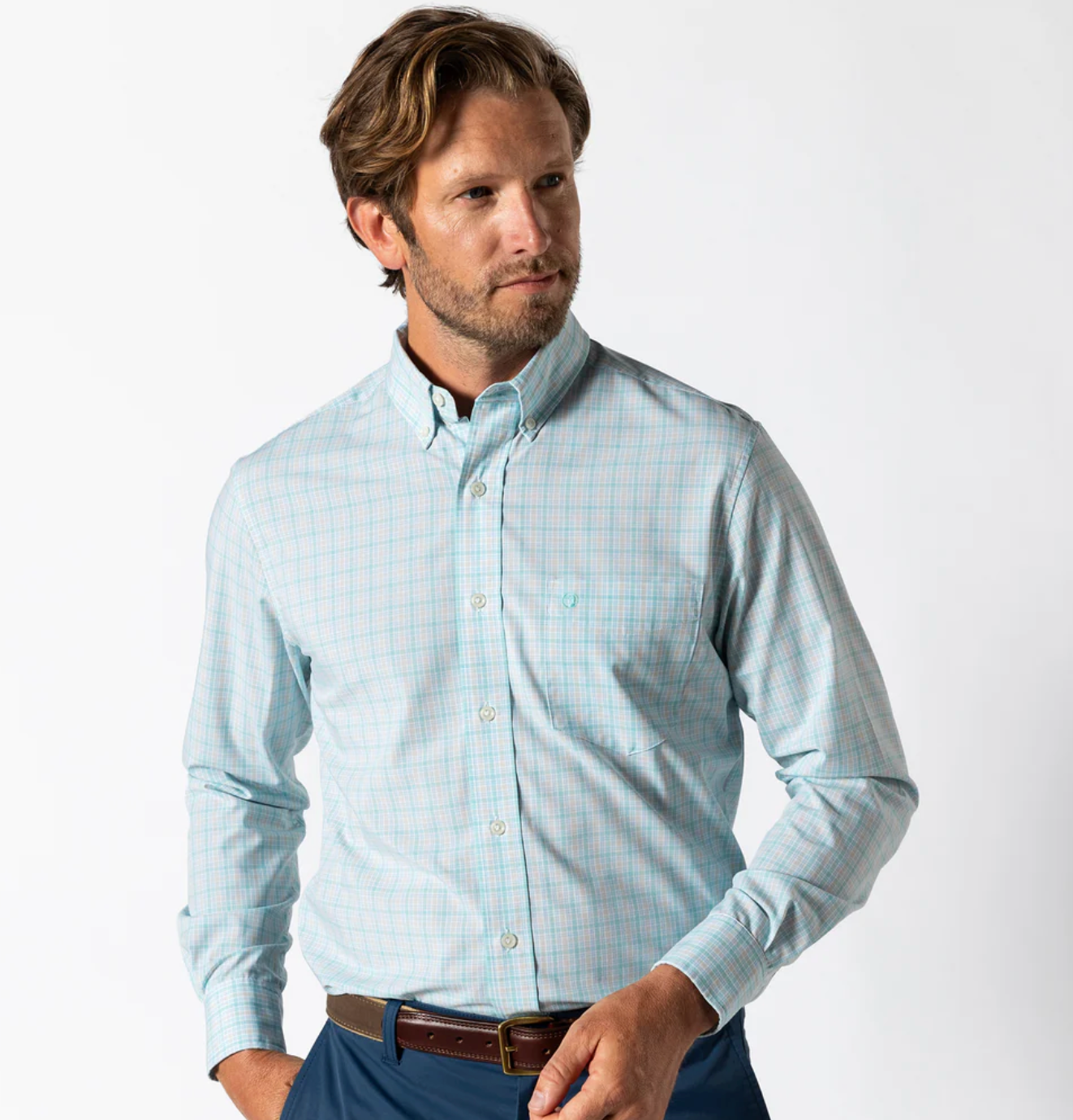 LS Performance Poplin Sport Shirt - Trent Plaid