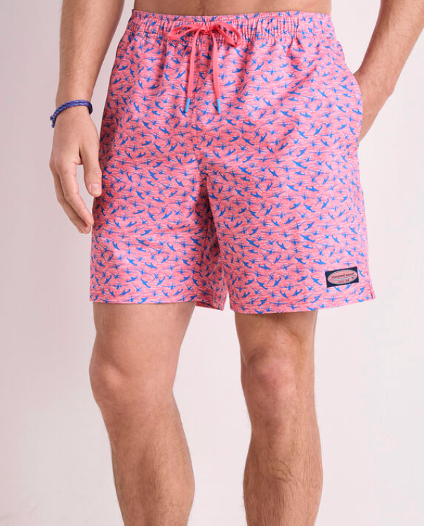 7" Printed Chappy Trunks- Seaplane Flamingo