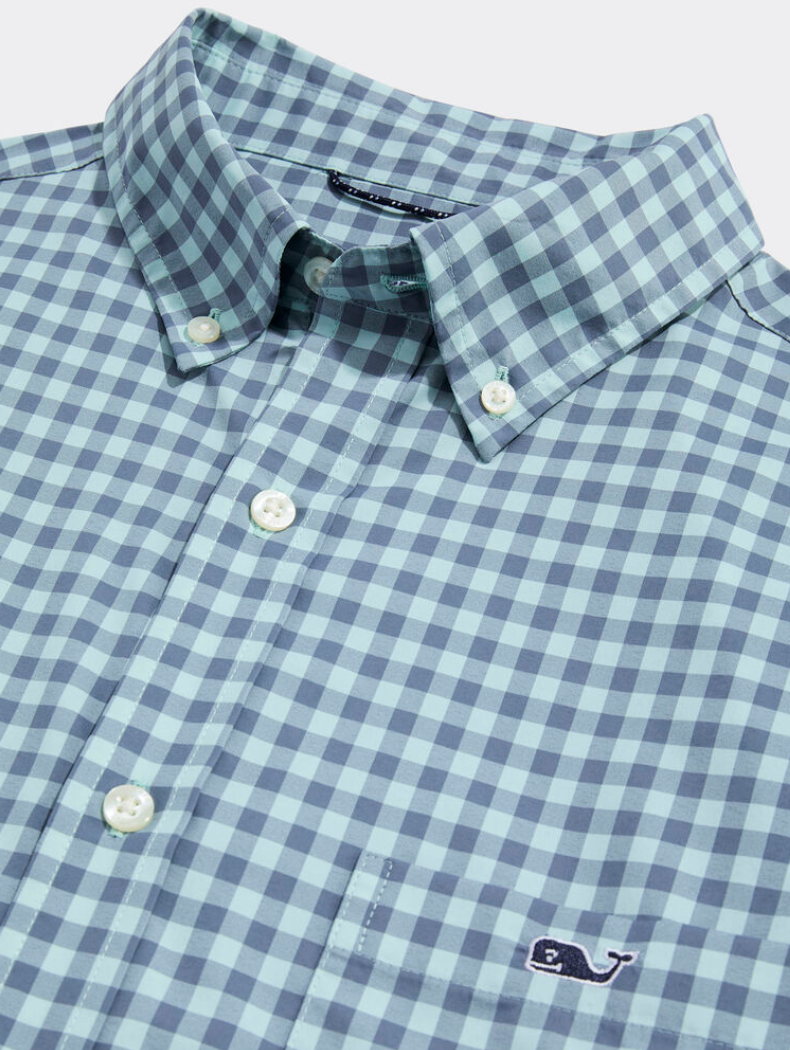 Topsail Gingham Featherweight Performance- Aqua Haze