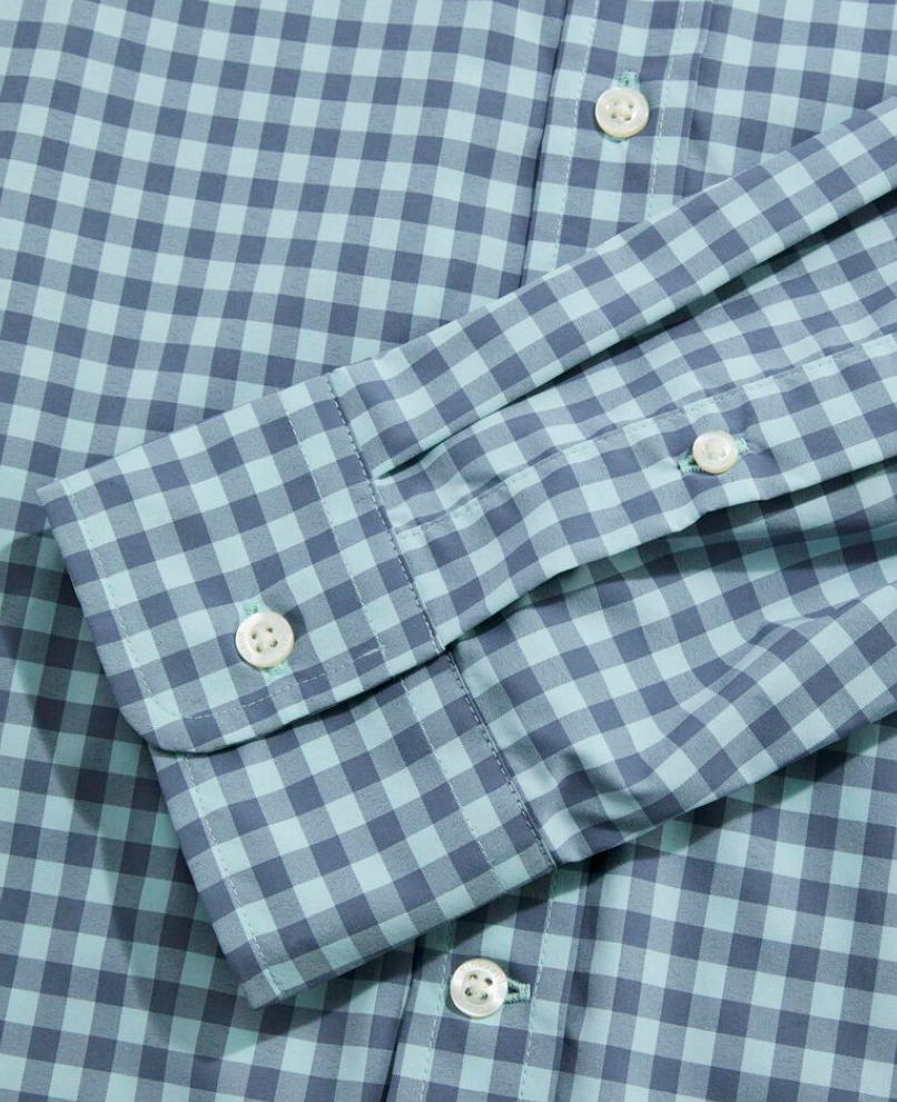 Topsail Gingham Featherweight Performance- Aqua Haze