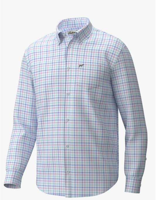 Hadley Luxe Lite Long Sleeve Button Down- Easter Gingham