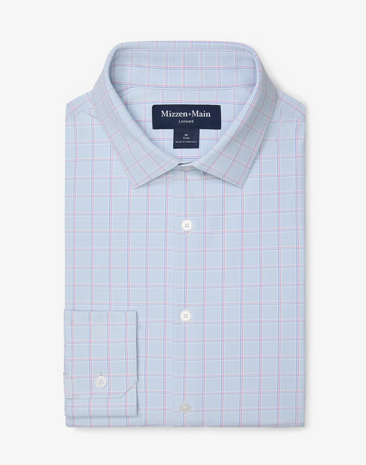 Leeward LS Dress Shirt- chambray hampton plaid