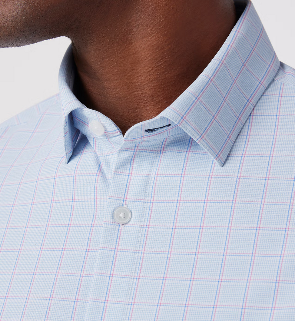 Leeward LS Dress Shirt- chambray hampton plaid