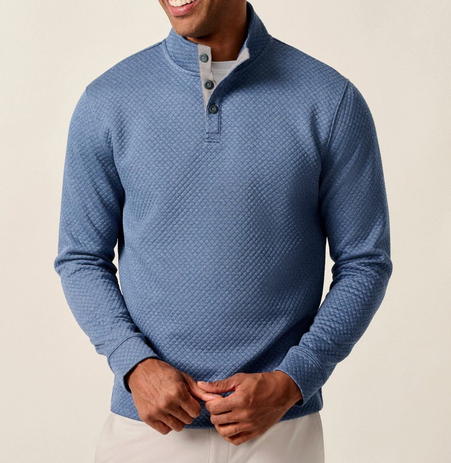 Rockwells Diamond-Quilted Henley Pullover