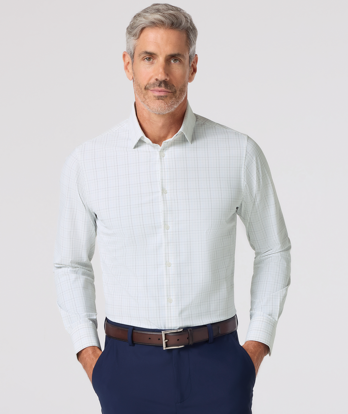 Leeward LS Dress Shirt - Eucalyptus Jordan Plaid