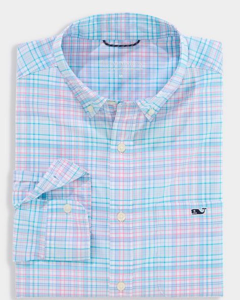 BYS Performance Parrotfish Plaid Button Up