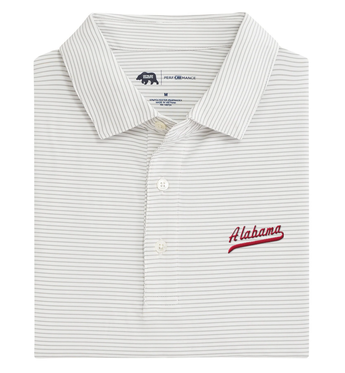 Alabama Baseball Script Birdie Stripe Polo