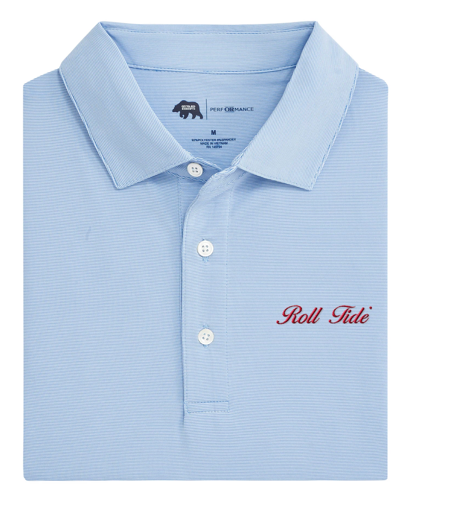 Alabama Roll Tide Script Hairline Stripe Polo