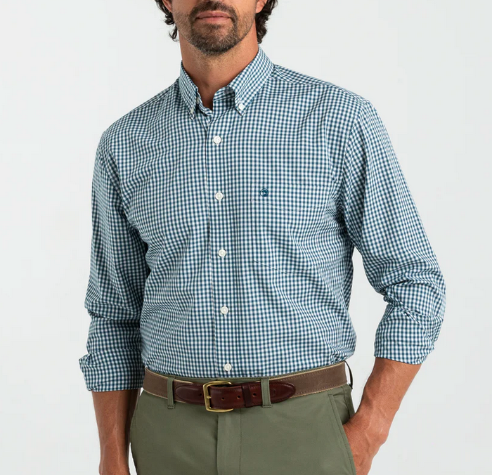 Walton LS Perf Gingham Button Down Shirt