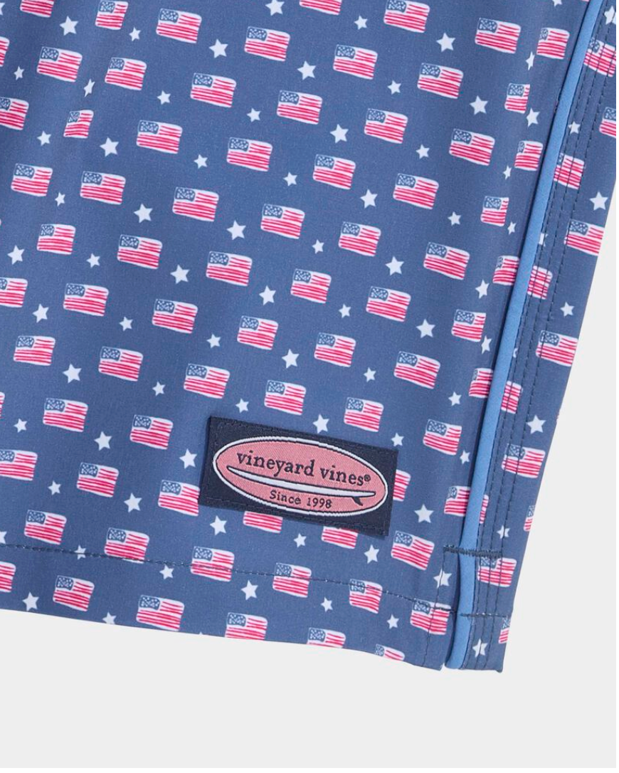 7" Printed Piped Chappy Trunks