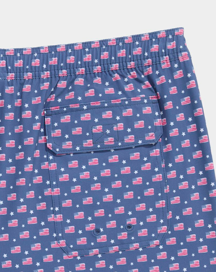 7" Printed Piped Chappy Trunks