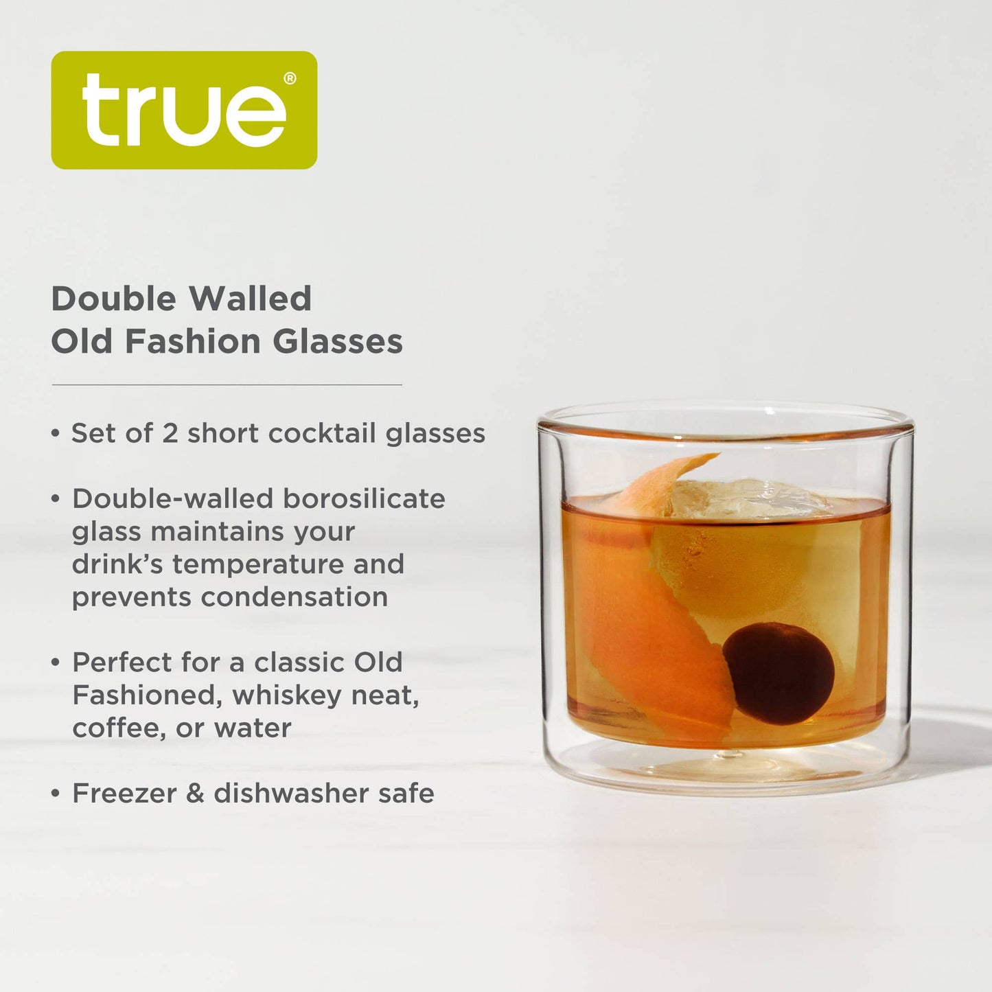 Glass Double-Walled Insulated Whiskey Glasses - Set of 2