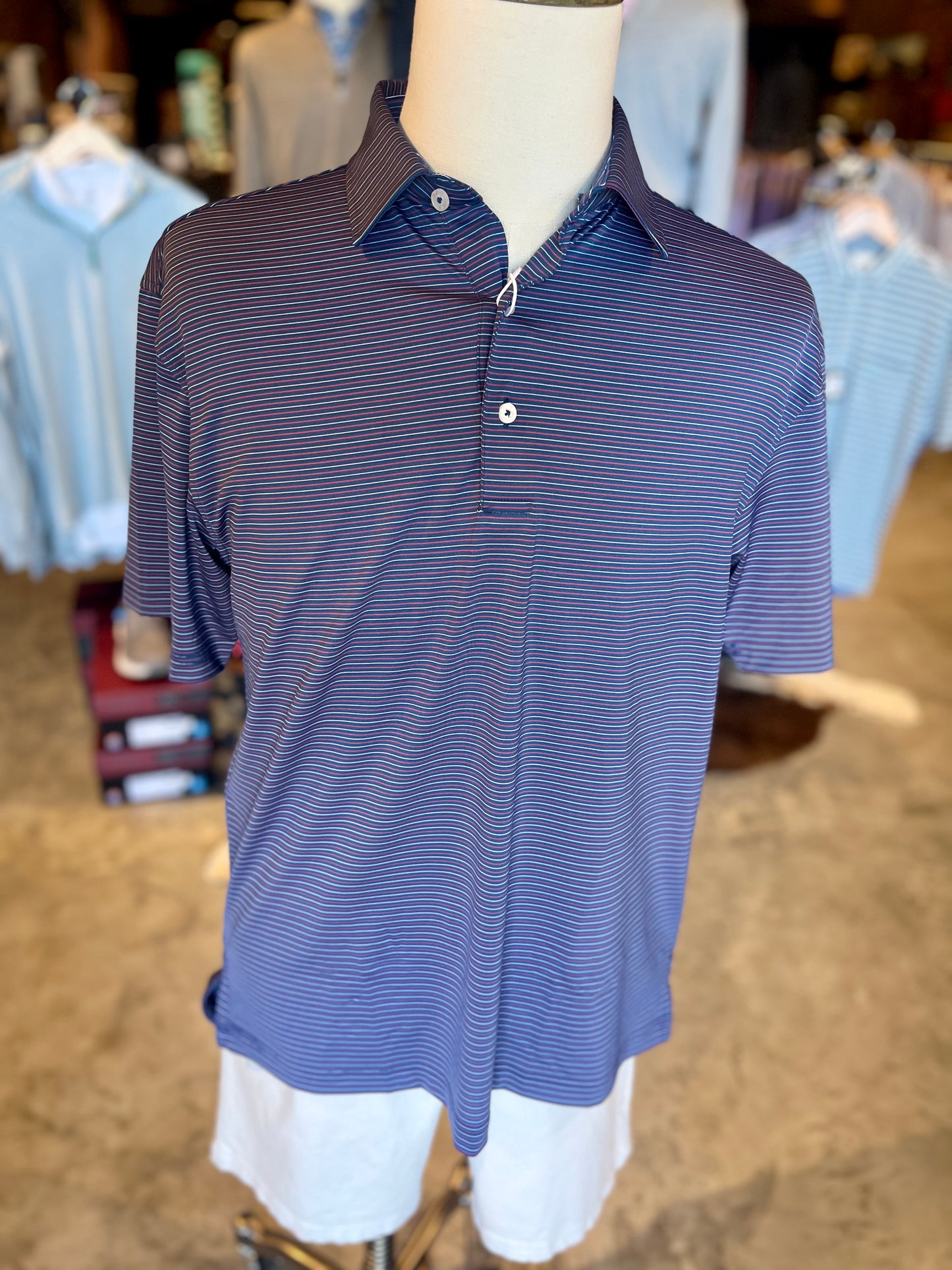 Heathered Pinstripe Performance Polo