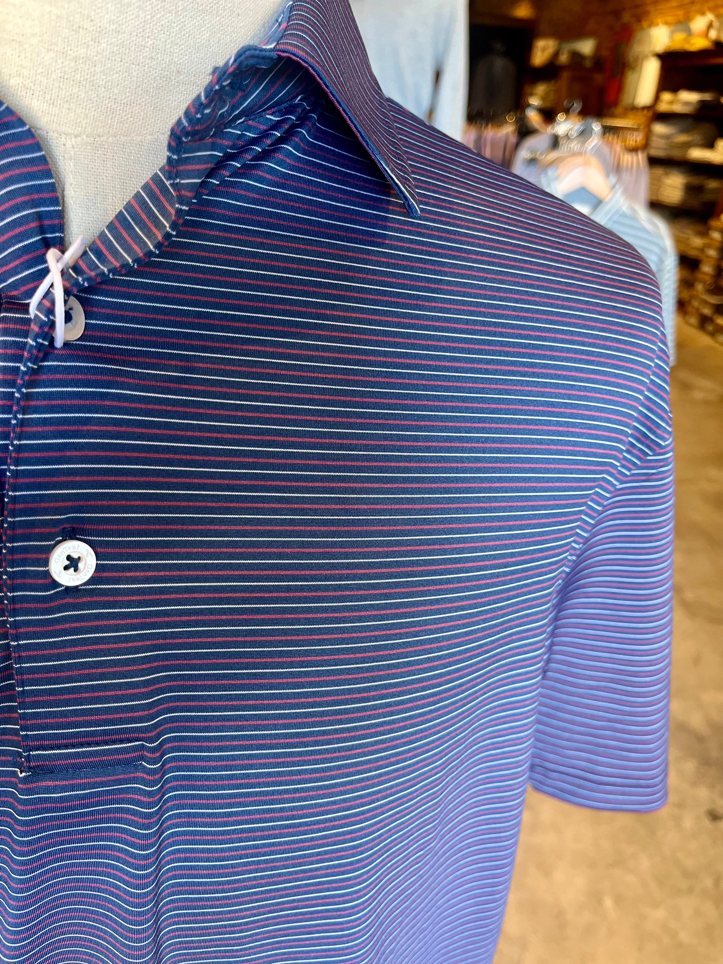 Heathered Pinstripe Performance Polo