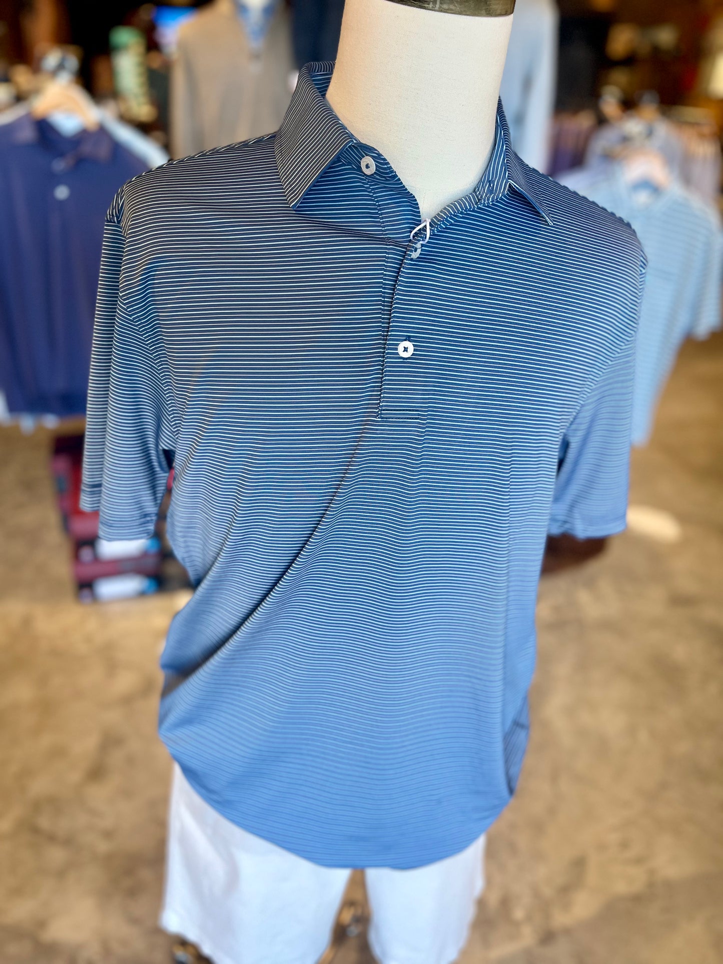 Heathered Pinstripe Performance Polo