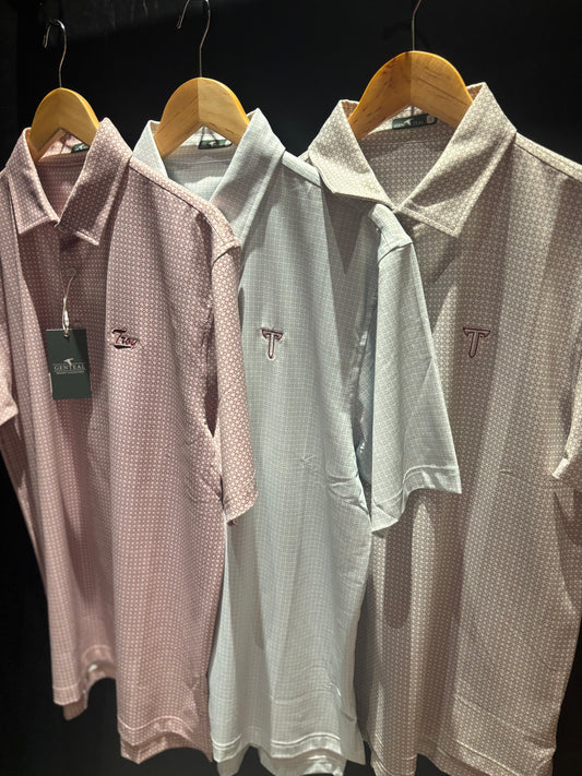 Tile Printed Performance Polo- Troy Collegiate