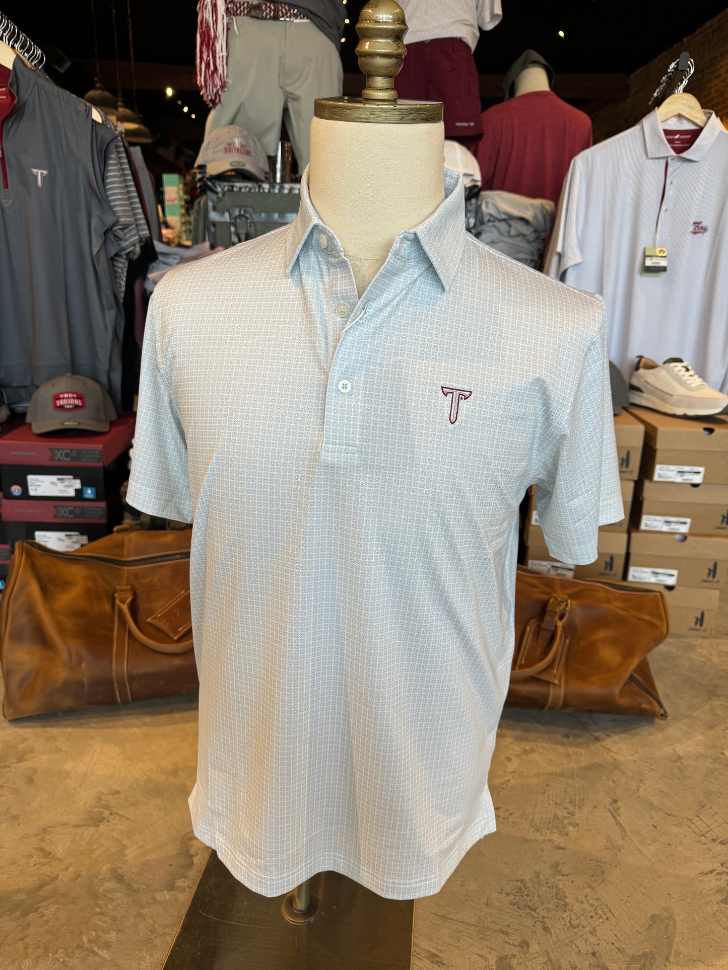 Tile Printed Performance Polo- Collegiate