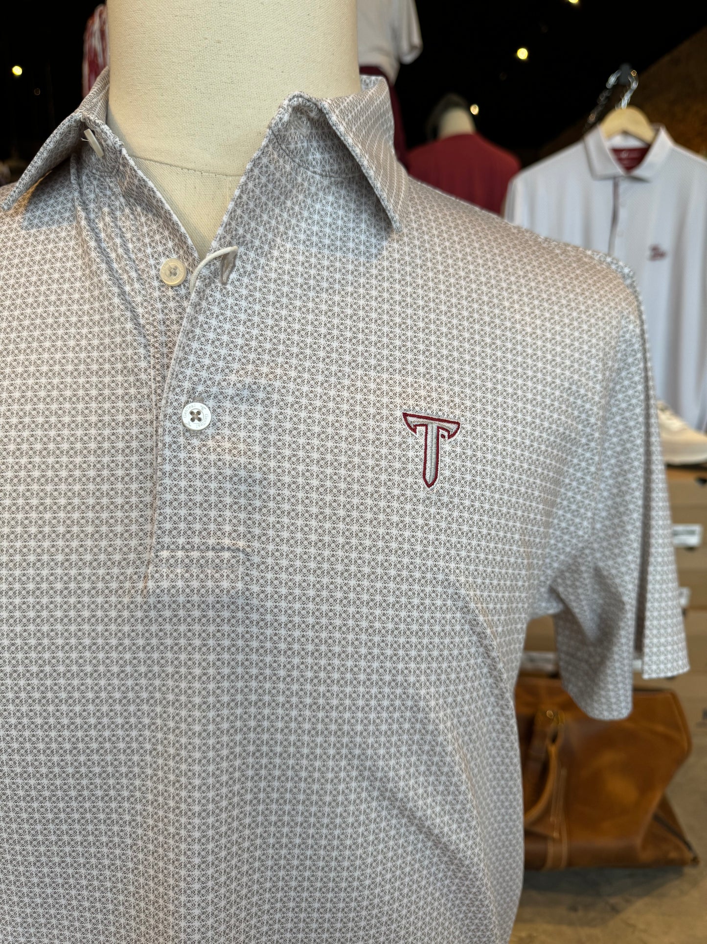 Tile Printed Performance Polo- Collegiate