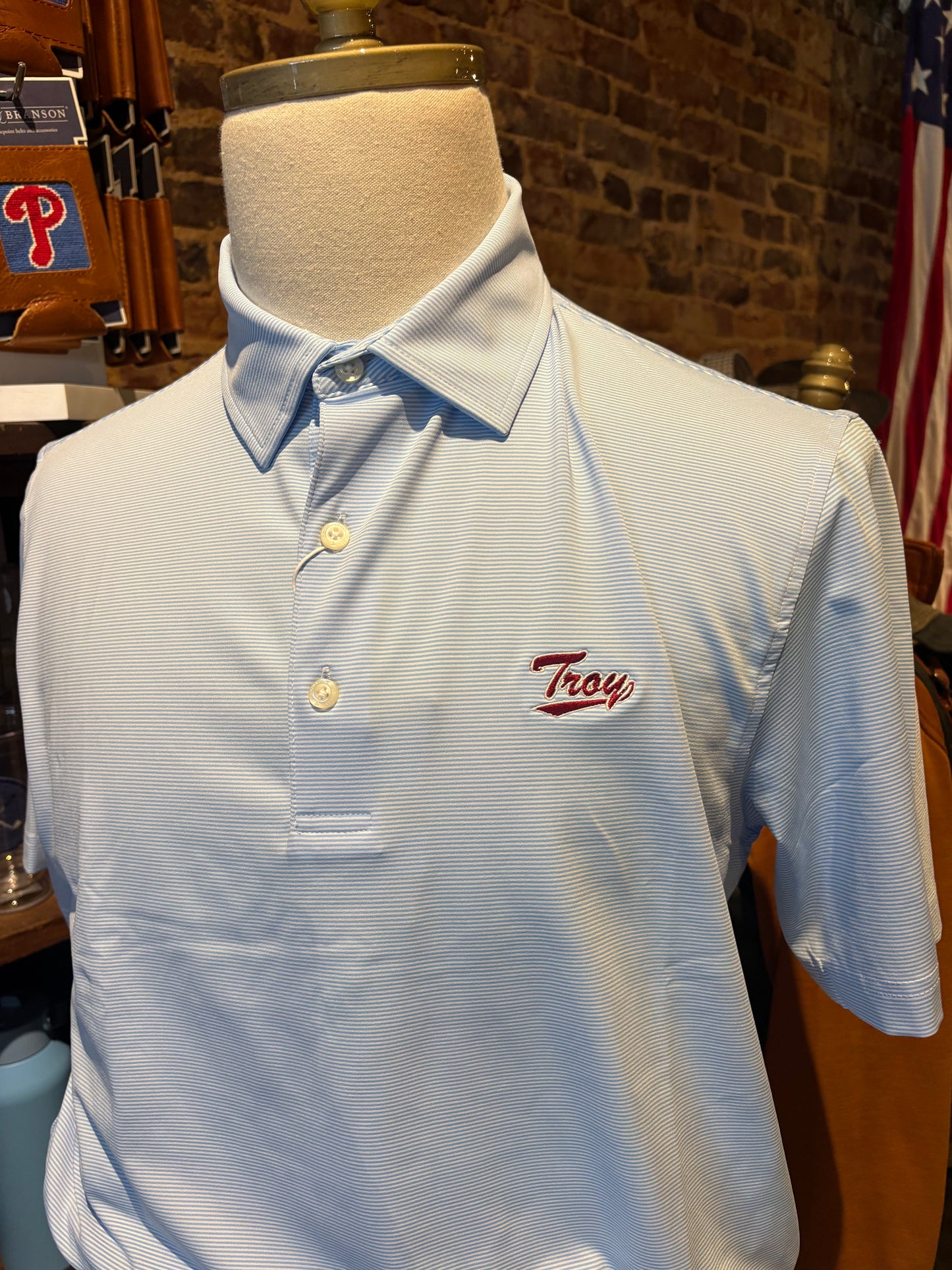 Club Pinstripe Performance Polo Troy