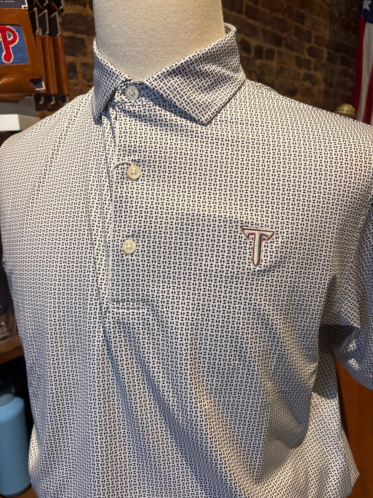 Black Trellis Printed Performance Polo Power T