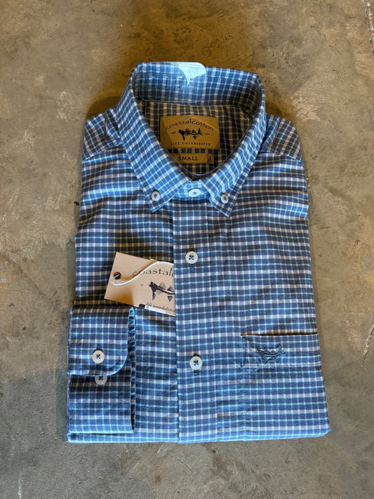 Cobalt Blue Cotton Stretch Sport Shirt