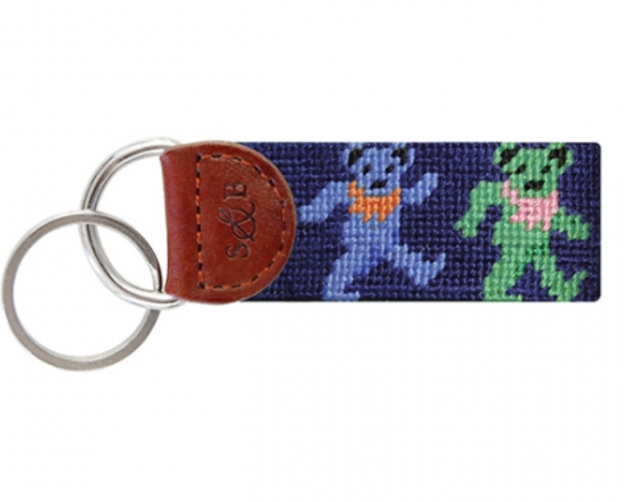 Dancing Bears Needlepoint Key Fob