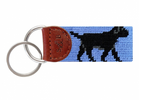 Black Lab Walking Needlepoint Key Fob