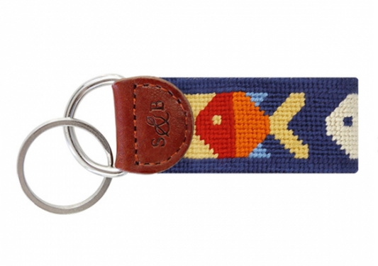 Pompano Needlepoint Key Fob