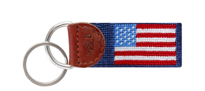 American Flag Needlepoint Key Fob