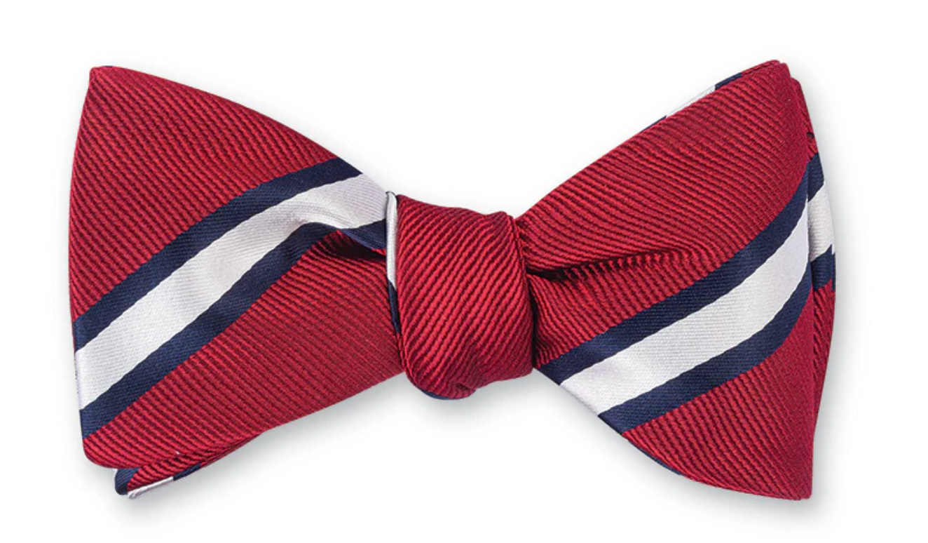 Red Butler Stripes Bow Tie