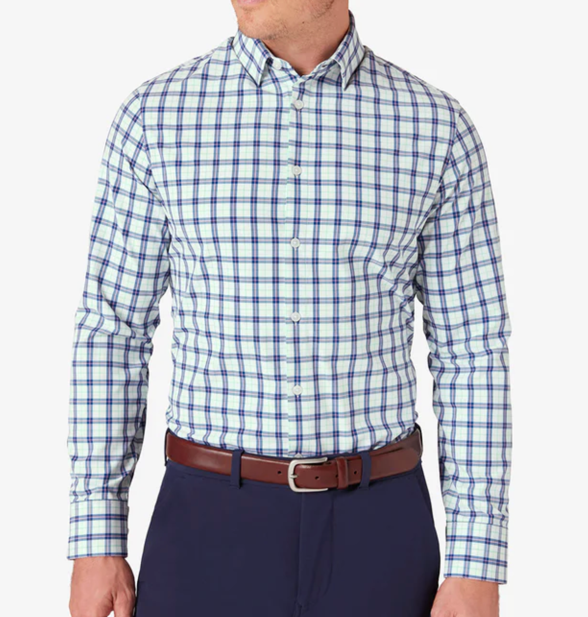 Leeward LS Dress Shirt- White Watershed Plaid
