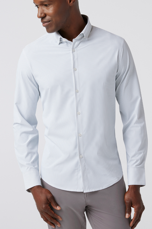 Leeward LS Dress Shirt- Silver Filbert Plaid