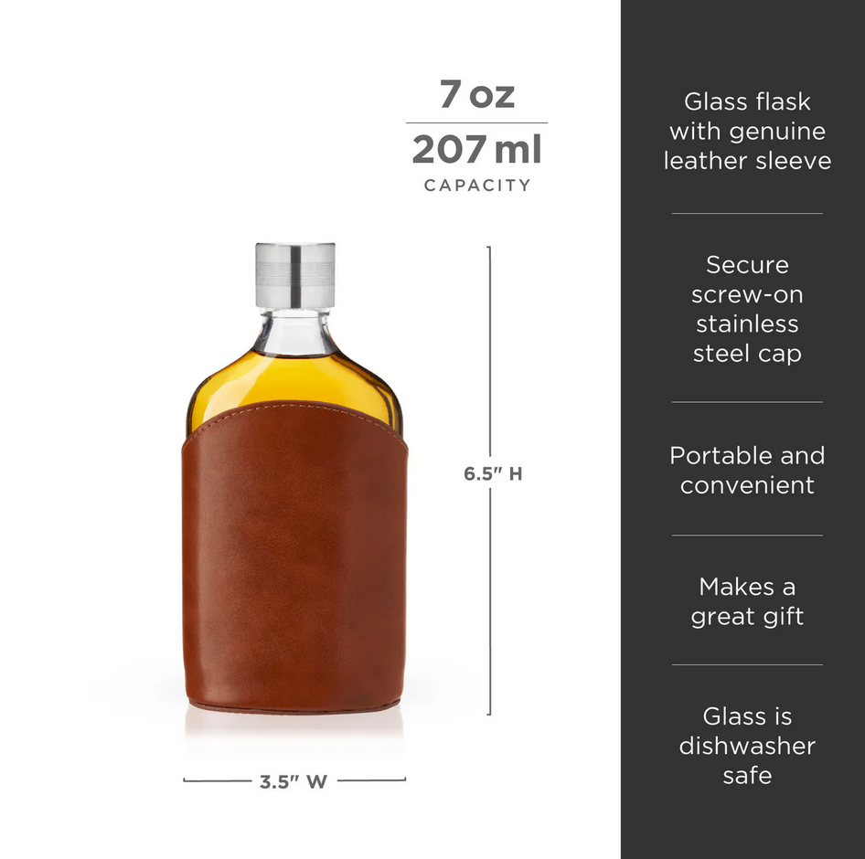 Parker Glass and Leather Flask