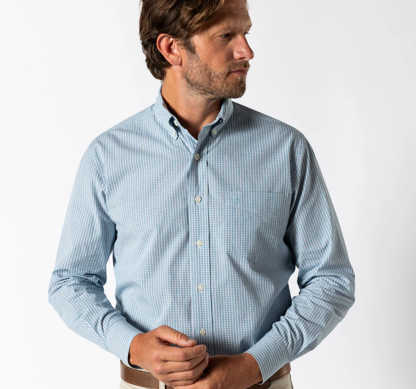 LS Cotton Poplin Sport Shirt - Ferry Plaid