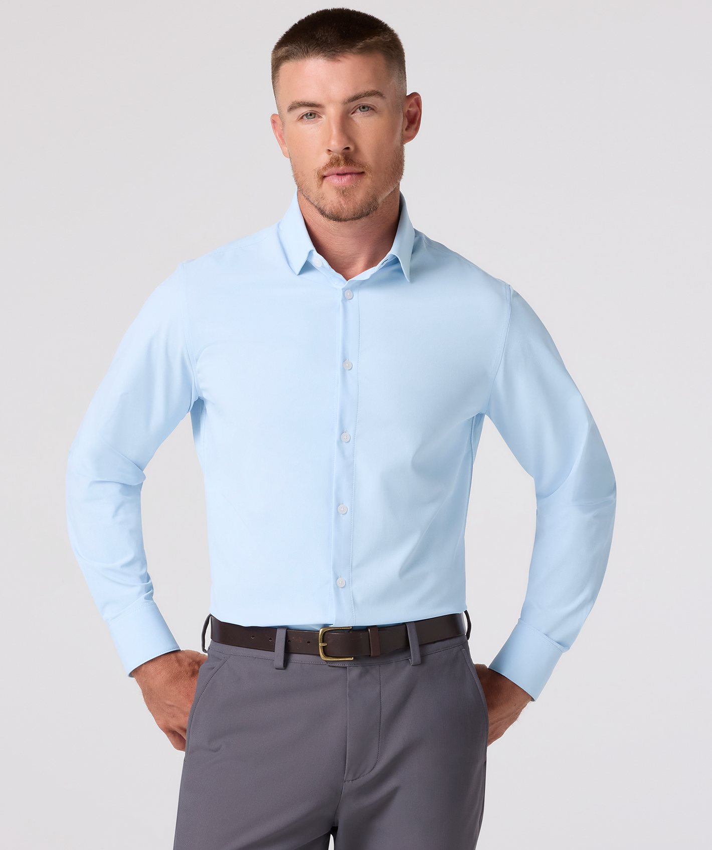 Leeward LS Dress Shirt - Cloud Blue Straton Check